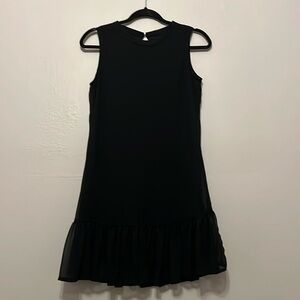 Sleeveless Tulle Chiffon Lined Ruffle Hem Black‎ Dress Size Small